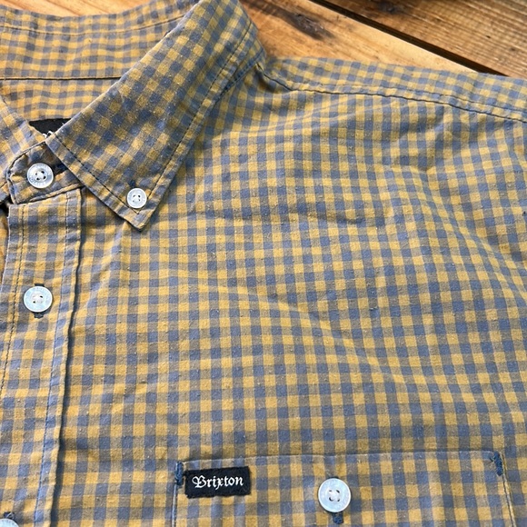 Brixton Men’s Sz L Short-Sleeved Gingham Check Button Up - Picture 3 of 5